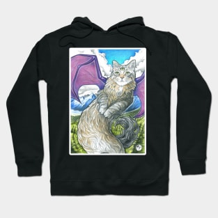 Dragon Cat -White Outlined Version Hoodie